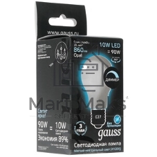 Лампа светодиодная Gauss Filament A60 E27 10Вт 4100К OPAL диммир