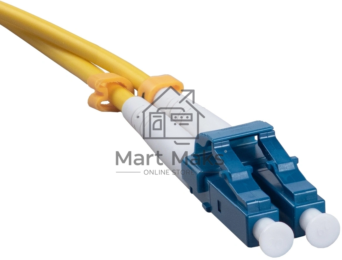 Комм. шнур оптический Cabeus Tight Buffer, Duplex LC/FC, OS2 9/125, LSZH, 5м, Ø 3мм, чёрный хвостовик, цвет: жёлтый
