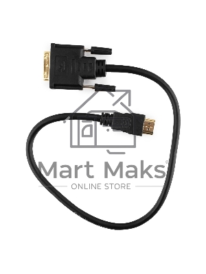 Кабель HDMI-DVI Cablexpert CC-HDMI-DVI-0.5M, 19M/19M, single link, медь, позол.разъемы, экран, 0.5м, черный, пакет