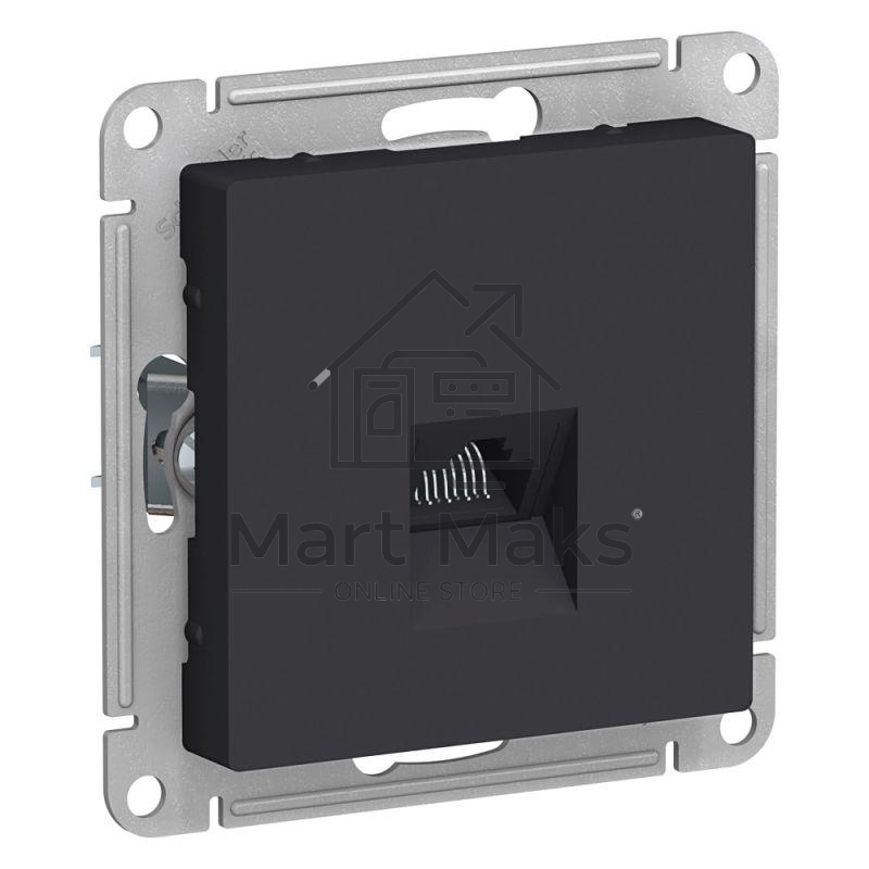 Розетка компьютерная RJ45 Systeme electric ATN001083 ATLASDESIGN, механизм, КАРБОН
