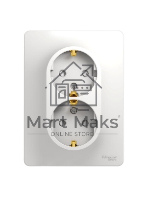 Розетка 2-м СП Glossa защ. шторки с заземл. в сборе бел. SchE GSL000126