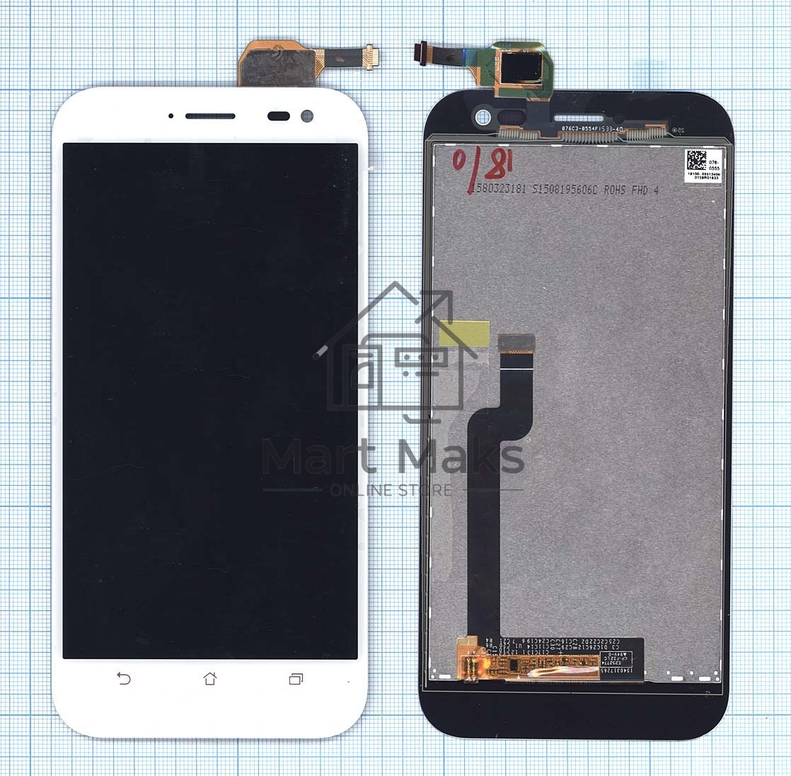 Дисплей для Asus ZenFone Zoom ZX551ML белый