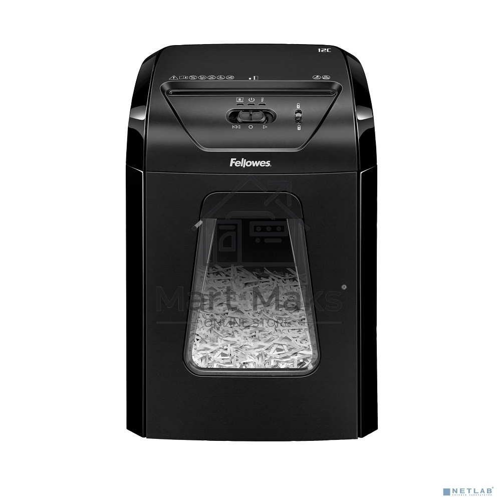Шредер Fellowes PowerShred 12C FS-71201 DIN P-4, 4х40мм, 12лст., 18лтр.,Safety Lock