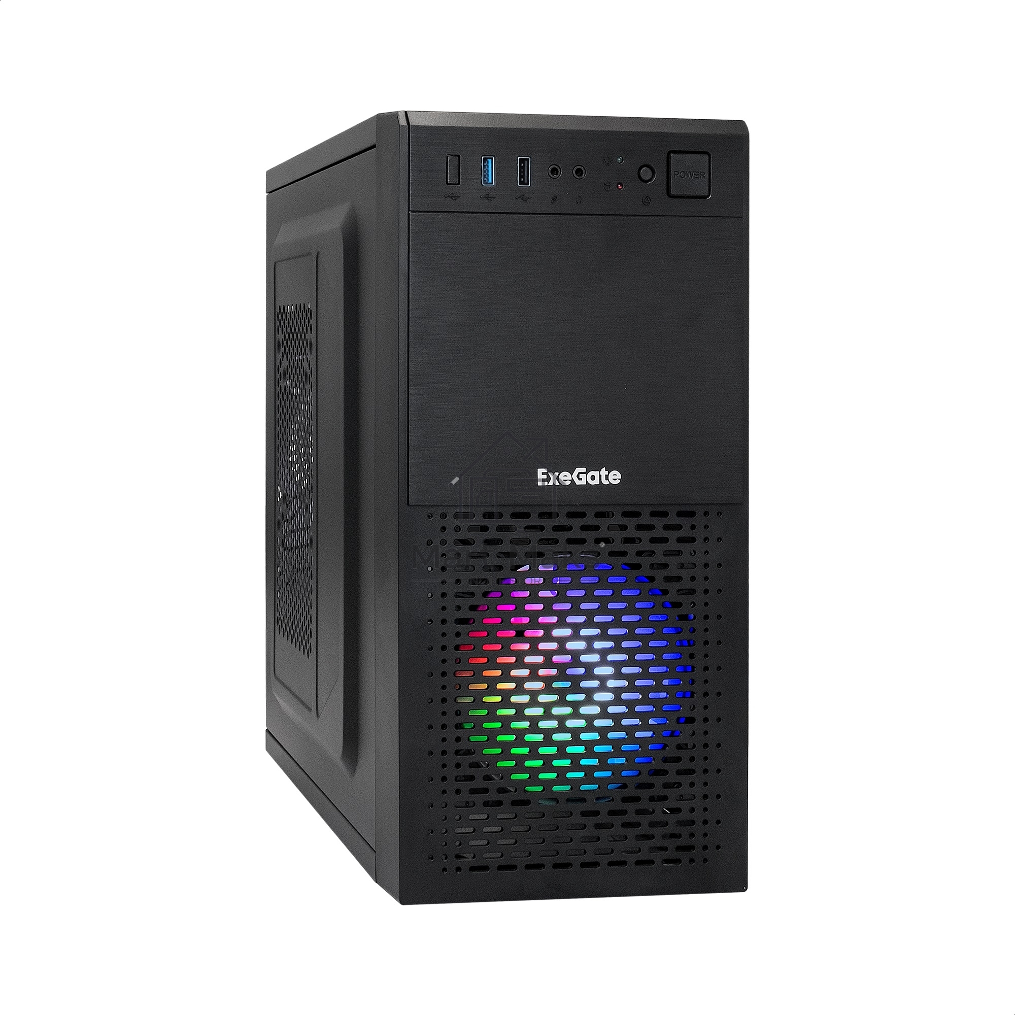 Компьютерный корпус Minitower ExeGate mEVO-7807 (mATX, без БП, 1*USB+1*USB3.0, черный 1x12см с RGB подсветкой)