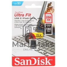 Флешка USB Sandisk CZ430 ULTRA FIT (SDCZ430-256G-G46), 256Gb, USB 3.1, R/W 130/40, черный