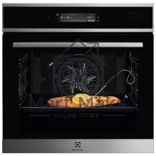 Встраиваемый духовой шкаф Electrolux EOE9P3XT электрический с конвекцией, объем 72 л, 17 режимов, очистка паровая, 3 стекла в дверце, направляющие проволочные + телескопические (1 уровень),черное стекло и черный матовый,термозонд