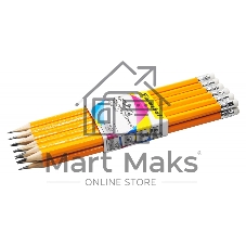 Карандаш чернографитный Silwerhof Basic 120636-00 2мм HB, шестигранный, дерево, картонная перетяжка, ластик
