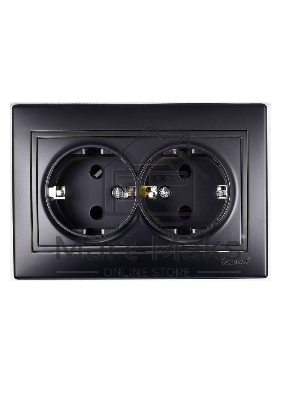 Розетка 2-м СП Мира 16А IP20 с заземл. керам. черный бархат LEZARD 701-4242-127