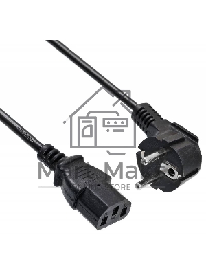 Кабель Buro BU-PCAB-5M-16A IEC C13 Евровилка угловой 5м