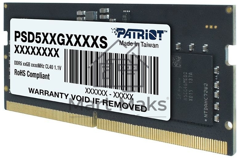 Оперативная память Patriot, DDR5, 16GB (1x16 GB), 4800 MHz, CL40, SO-DIMM