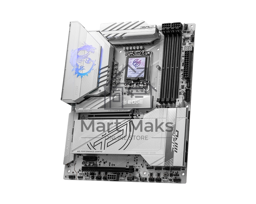 Материнская плата MSI MPG Z890 EDGE TI WIFI, LGA 1851, Intel Z890, 4xDDR5, 4xSATA, 5xM.2, 1xPCIe 5.0 x16, 1xPCIe 4.0 x4, 1xPCIe x1, 1xHDMI, 1x5Gb LAN, 1xUSB-A 2.0, 4xUSB-A 3.2 Gen 1, 4xUSB-A 3.2 Gen 2, 1xUSB-C 3.2 Gen 2, 2xUSB-C TB4, 2x3.5 мм, 7.1, ATX