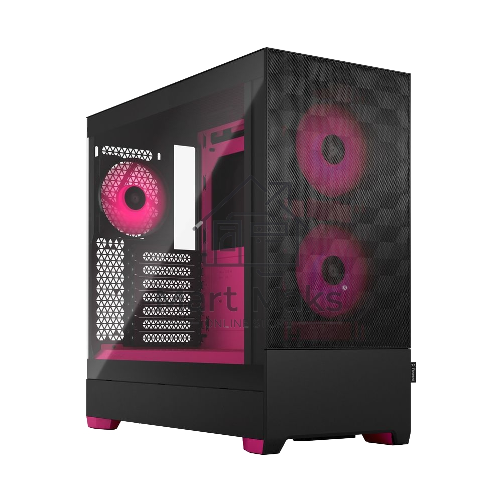 Корпус ПК без блока питания Fractal Design Pop Air RGB Magenta Core TG Clear Tint, Midi-Tower, 3x120mm RGB, 2xUSB-A 3.2 ATX, mATX, mITX черный/магента