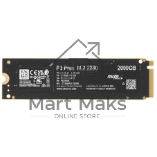 Накопитель SSD Crucial P3 Plus, 2Tb, PCIe 4.0 x4, M.2 2280, NVMe, R/W 5000/4200
