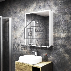 Зеркальный шкаф Bau Stil 70х80, LED подсветка, сенсор, плавное закрывание, оборачиваемый