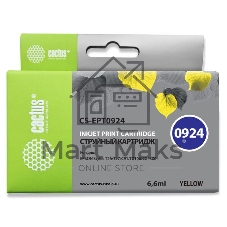 Картридж струйный Cactus CS-EPT0924 (T0924) желтый (6,6 мл) для Epson Stylus C91/CX4300/T26/T27/TX106/TX109 Картридж струйный Cactus CS-EPT0924 (T0924) желтый (6,6 мл) для Epson Stylus C91/CX4300/T26/T27/TX106/TX109