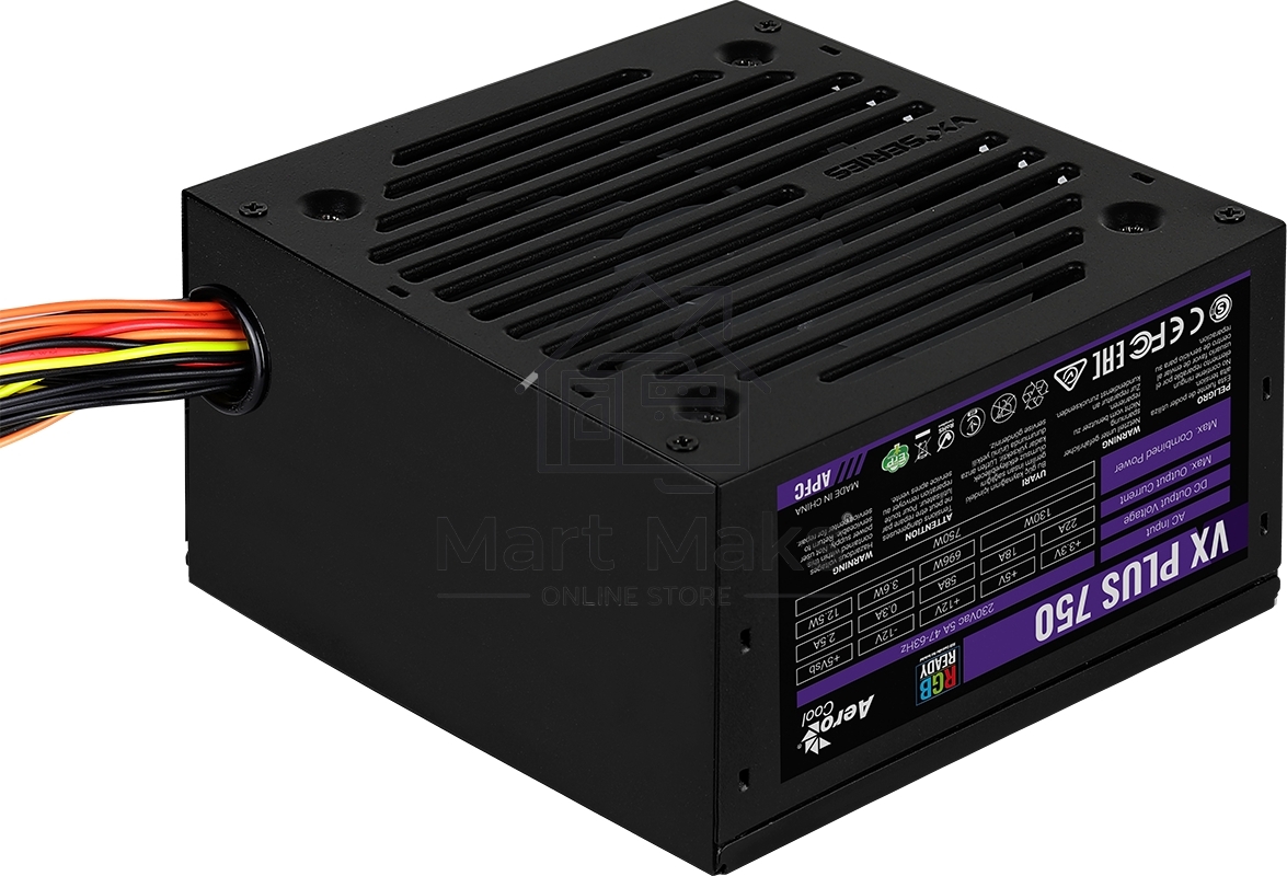 Блок питания Aerocool / Formula VX PLUS 750 RGB, 750Вт, 120мм, черный