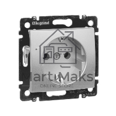 Розетка электрическая Legrand 770120 Valena с заземлением (алюминий)