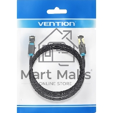 Патч-корд Vention прямой SFTP cat.8 RJ45 - 1м. черный Тканевая оплетка