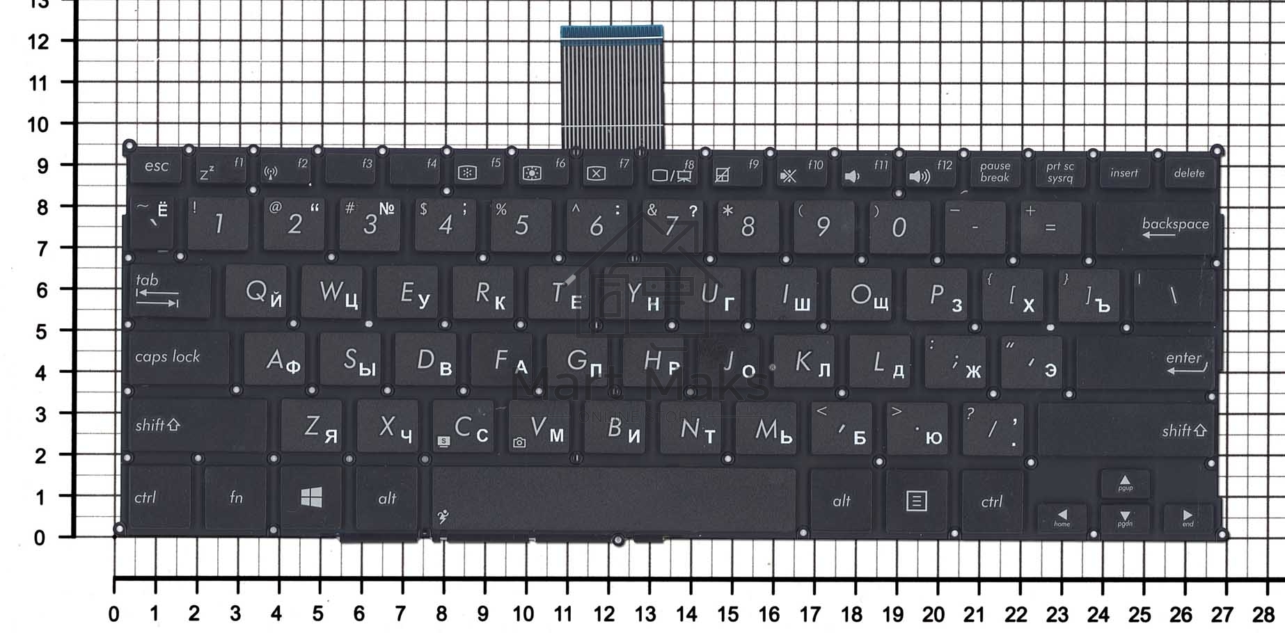 Клавиатура для ноутбука Asus F200CA F200LA F200MA X200 черная, без рамки, плоский Enter