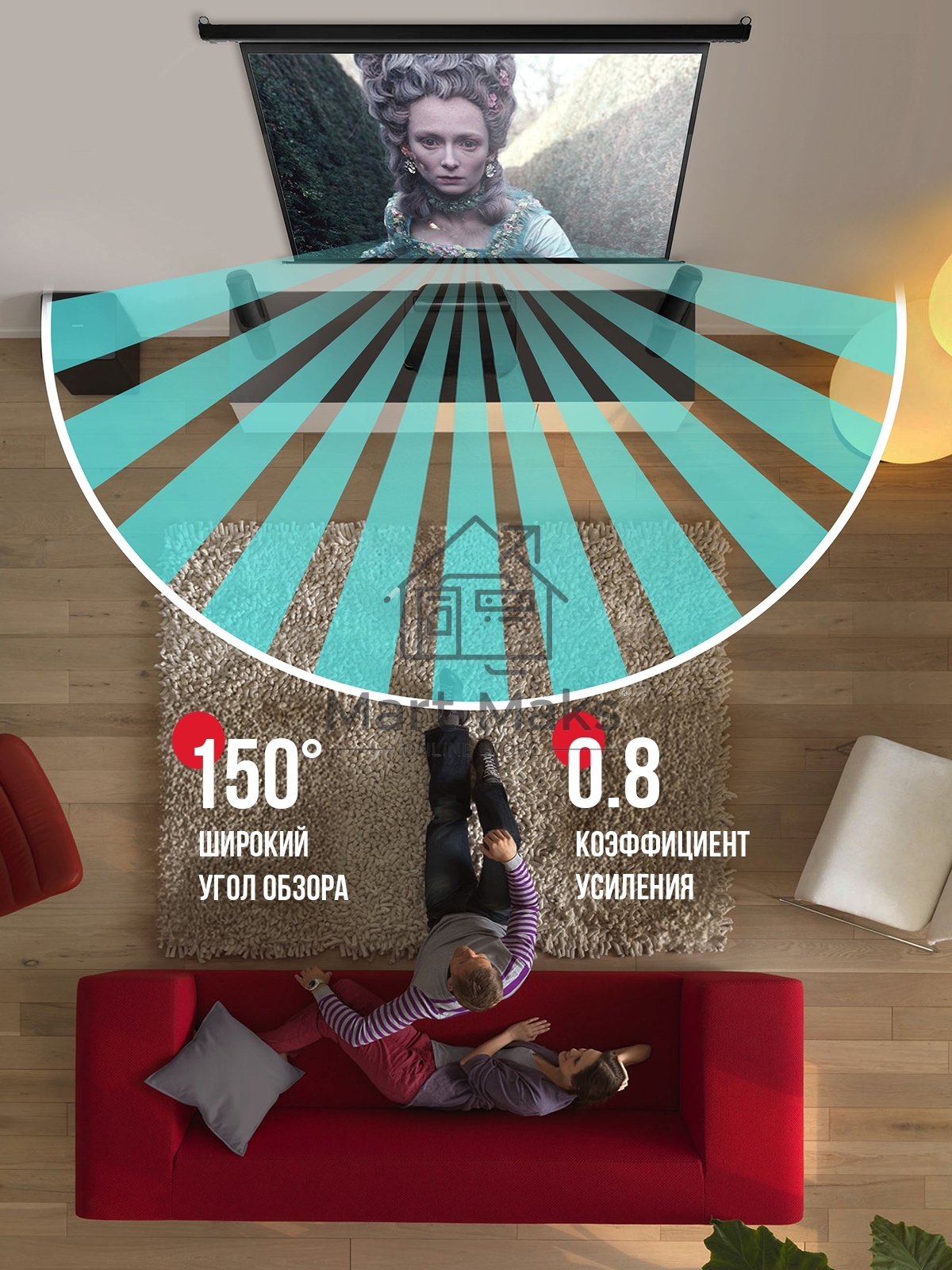 Экран для проектора S'OK Apollo SGPSMT-266x149A бокового натяжения, звукопрозрачный, белый к