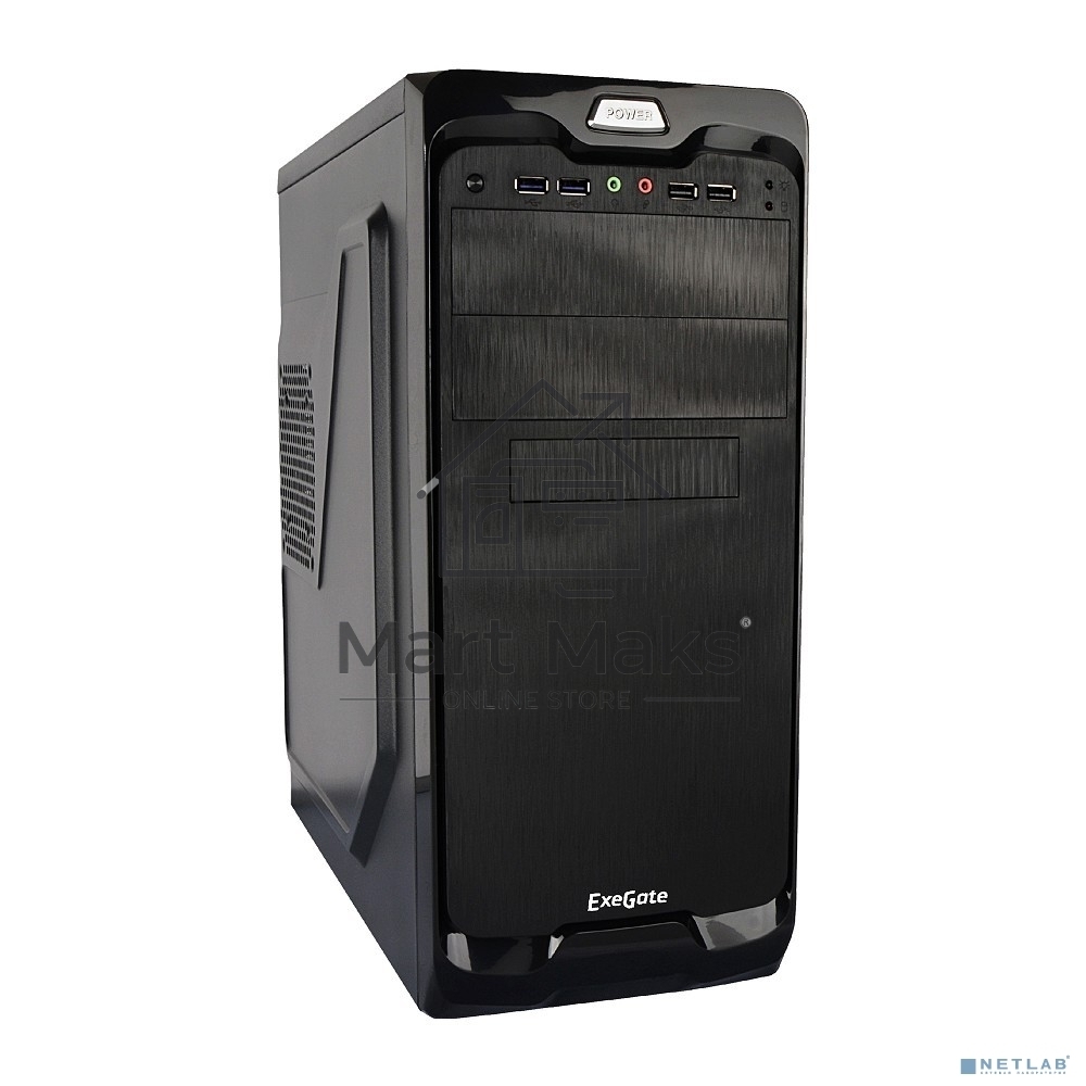 Компьютерный корпус Miditower Exegate UN-604 Black, ATX, <без БП> 2*USB+2*USB3.0, Audio