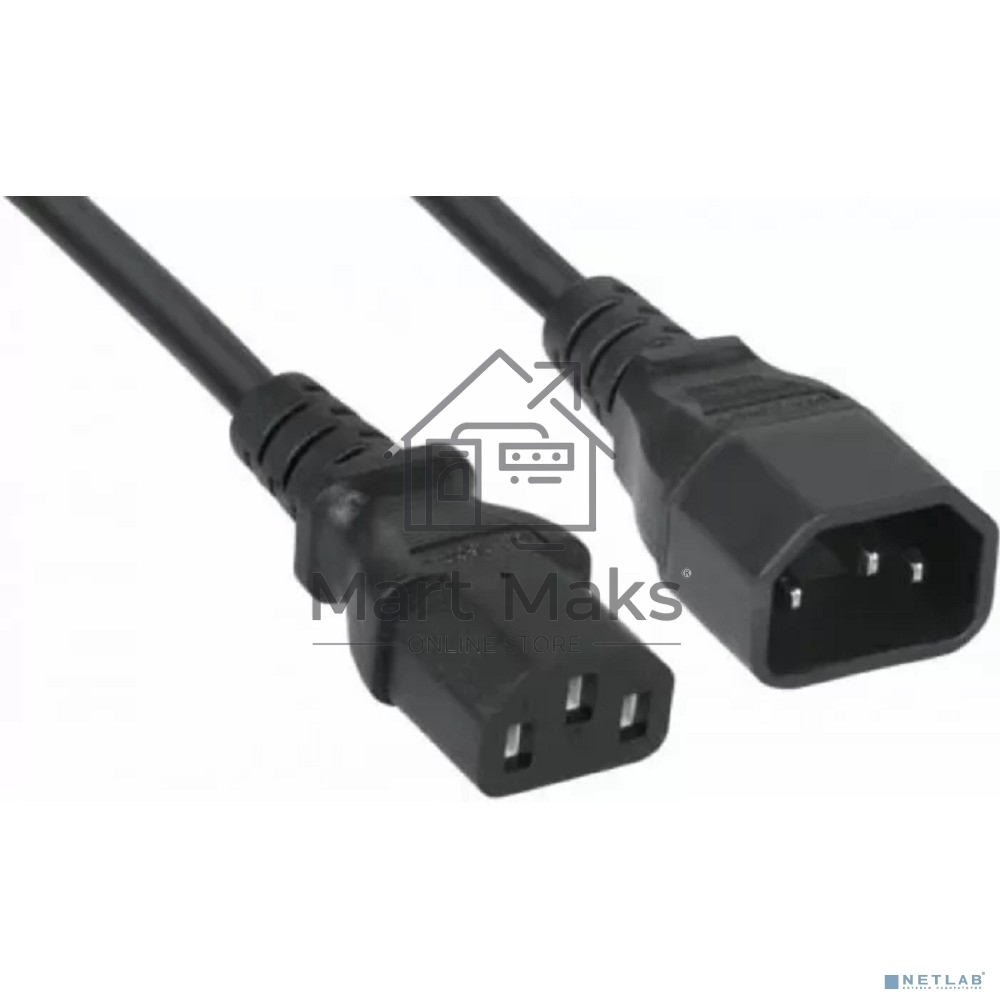 Кабель питания Filum FL-PC-C13/C14-C3-3.0-BK ПВС-АП 3x1.5 С13 - C14, 220/250В, 10А, чёрный, 3м