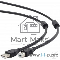 Кабель USB 2.0 Pro Cablexpert CCF2-USB2-AMBM-6, AM/BM, 1.8м, экран, 2феррит.кольца, черный, пакет