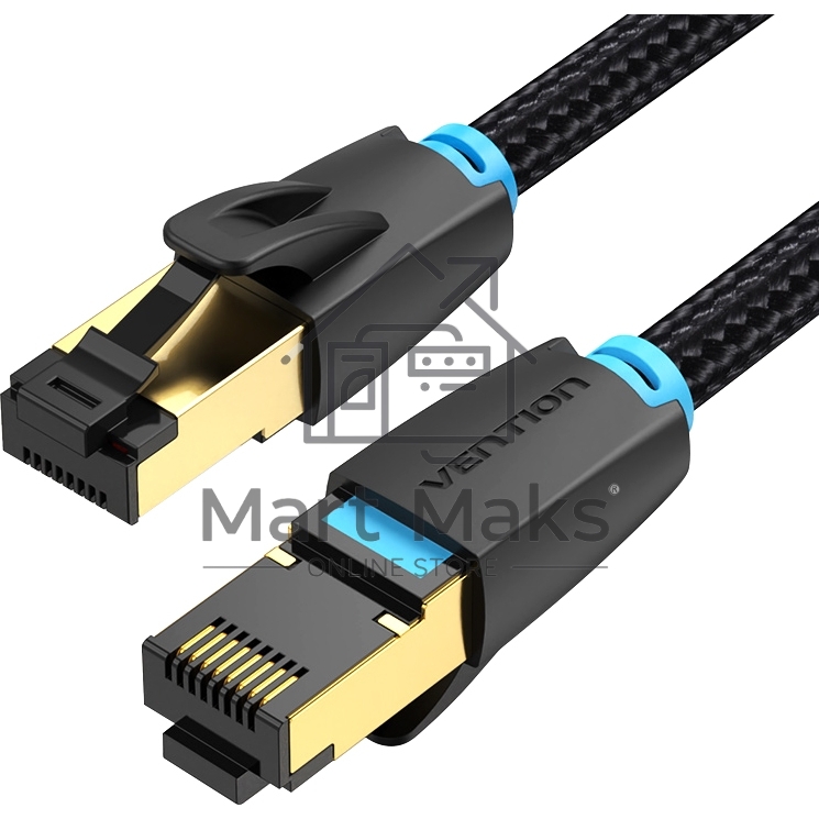 Патч-корд Vention прямой SFTP cat.8 RJ45 - 2м. черный Тканевая оплетка