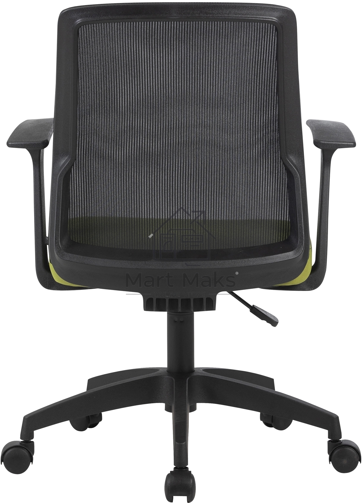 Кресло компьютерное Cactus CS-MC222-BKGN черный, сиденье салатовый, сетка/ткань, низк.спин. крестов. пластик, пластик черный