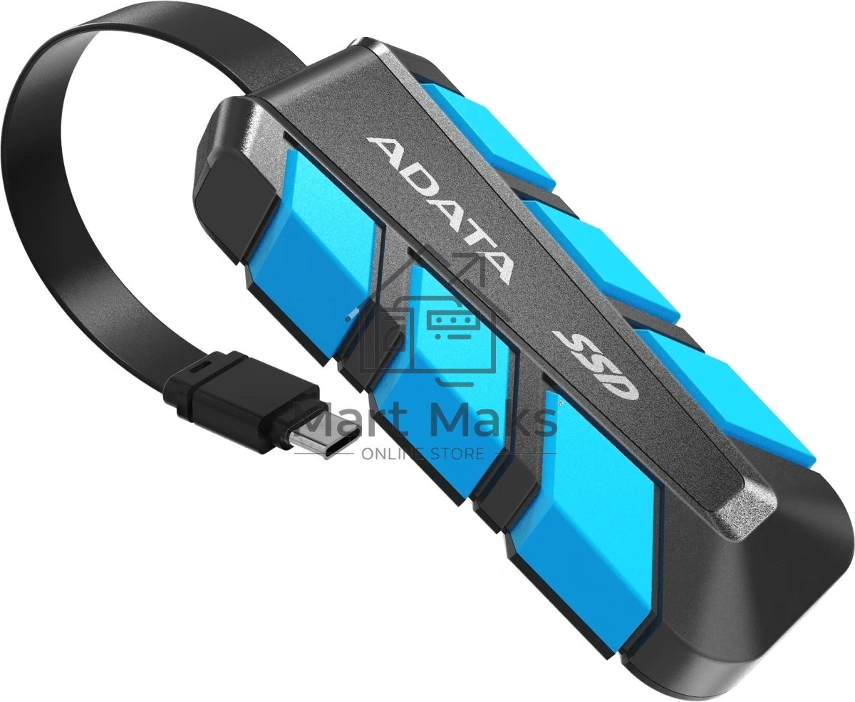 Внешний SSD ADATA 1.0Tb SC740 <SC740-1000G-CBU> (USB3.2 gen 2 type C, 1050/1000Mbs, 122x41x22mm, 40g, защита от падения, встроенный кабель)