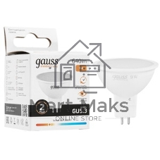 Лампа светодиодная Gauss Elementary MR16 9Вт цок.: GU5.3 спот 220B 2700K св. свеч. бел. теп. MR16 (упак.: 10 шт)
