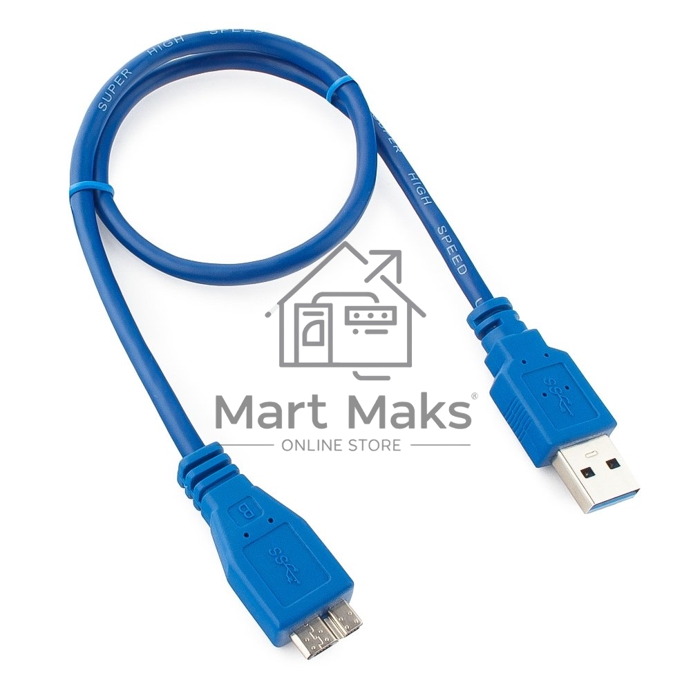 Кабель Gembird/Cablexpert CCP-mUSB3-AMBM-0.5M Кабель USB 3.0 Pro, AM/microBM 9P, 0.5м, экран, синий