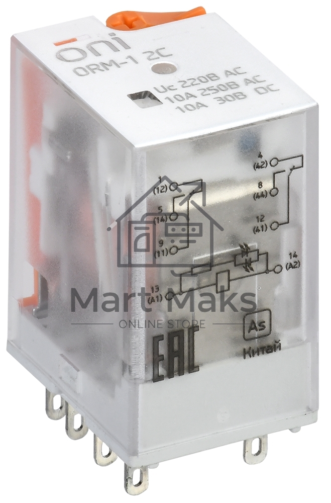 Реле интерфейсное ORM-1 2C 220В AC с LED и тест. кнопкой ONI ORM-1-2C-AC220V-L-B