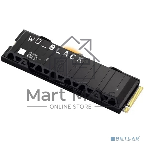 Накопитель SSD WD 1Tb Black SN850X, M.2(22x80mm), NVMe, PCIe 4.0 x4, 3D TLC, R/W 7300/6300MB/s, IOPs 800 000/1 100 000, TBW 600, DWPD 0.3, with Heat Spreader (12 мес.)