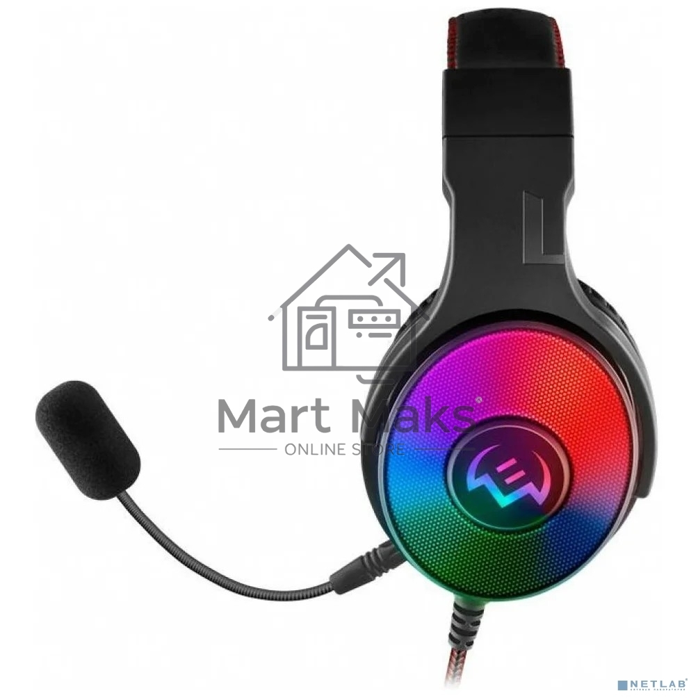 Игровые наушники SVEN AP-U1001MV с микрофоном черные (USB, LED, mini jack O 3,5 мм (4 pin), 50 мм, RGB подсветка)