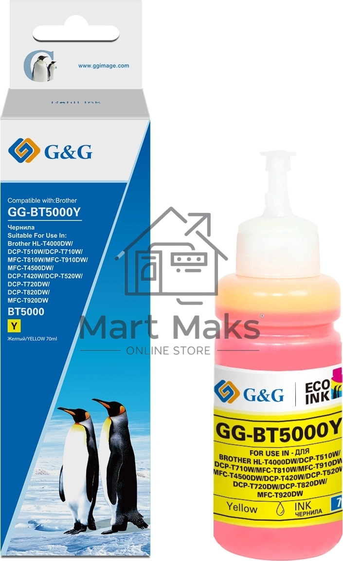 Чернила G&G GG-BT5000Y желтый70мл для Brother HL-T4000DW/DCP-T510W/DCP-T710W/MFC-T810W/