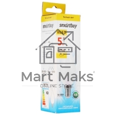 Светодиодная (LED) свеча Smartbuy SBL-C37Tip-05-30K-E14 на ветру матовая 05W/3000/E14