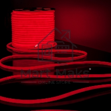 Лента светодиодная LS003 220V/ Гибкий неон 9.6W 144Led 2835 IP67 16mm круглый красный, 50 м
