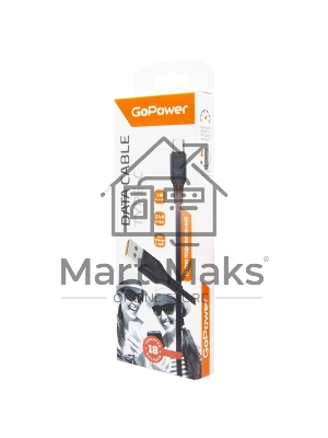 Кабель GoPower GP01T USB (m)-Type-C (m) 1.0м 2.4A ПВХ черный (1/800)