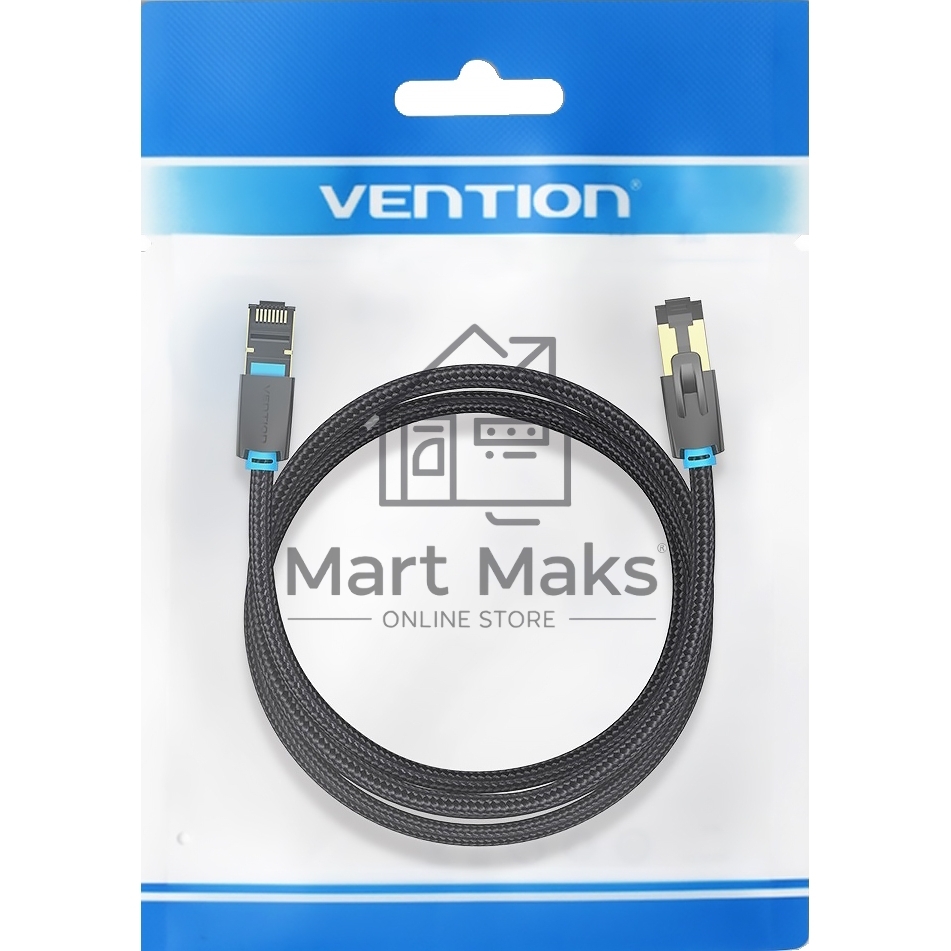 Патч-корд Vention прямой SFTP cat.8 RJ45 - 2м. черный Тканевая оплетка