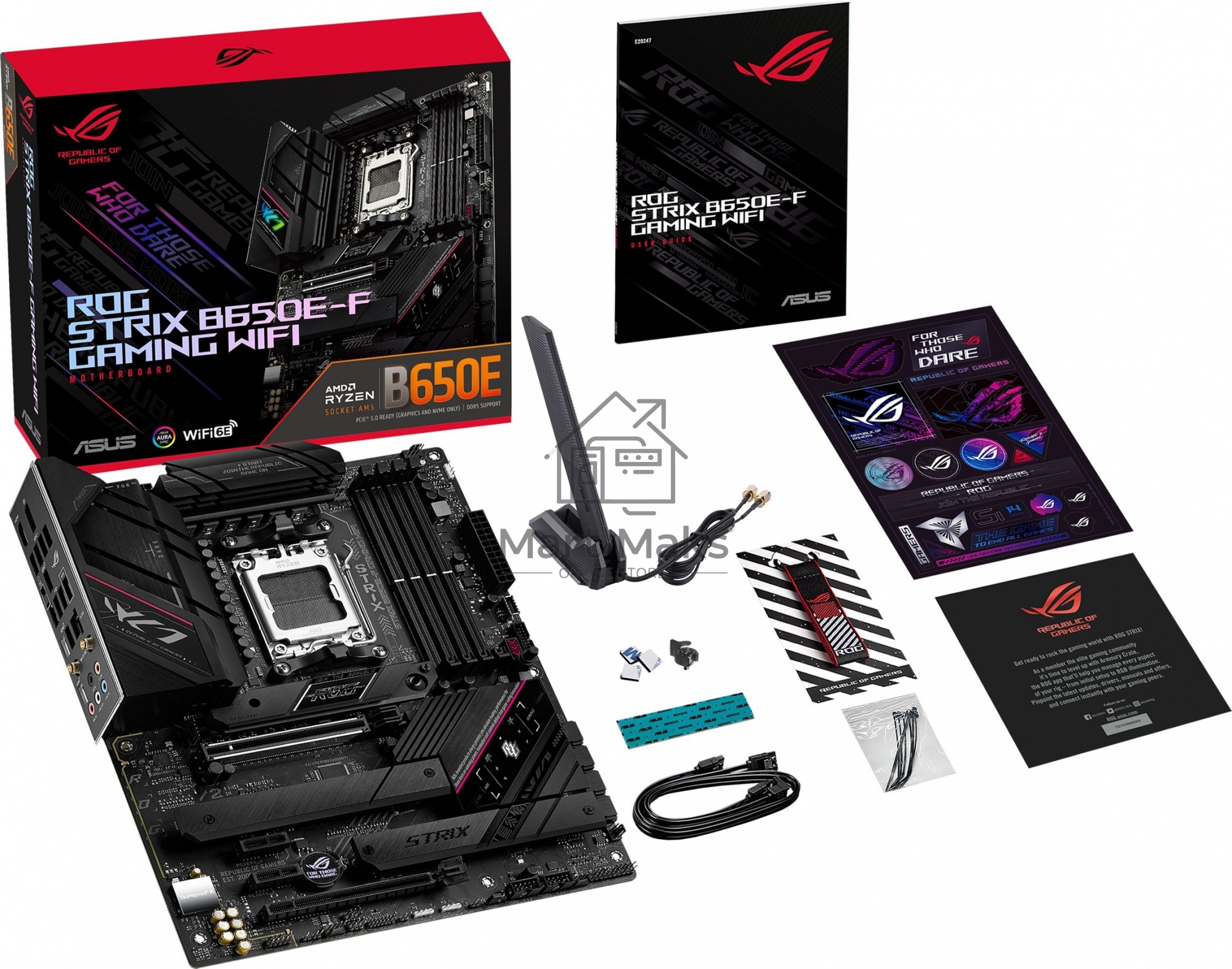 Материнская плата ASUS ROG STRIX B650E-F GAMING WIFI, AM5, AMD B650, 4xDDR5, 4xSATA, 3xM.2, 1xPCI-E 5.0 x16, 1xPCI-E 4.0 x4, 2xPCI-E x1, 1xHDMI, 1xDP, 1x 2.5Gb LAN, 4xUSB-A 2.0, 4xUSB-A 3.2 Gen 1, 2xUSB-A 3.2 Gen 2, 1xUSB-C 3.2 Gen 2, 1xUSB-C 3.2 Gen 2x2,