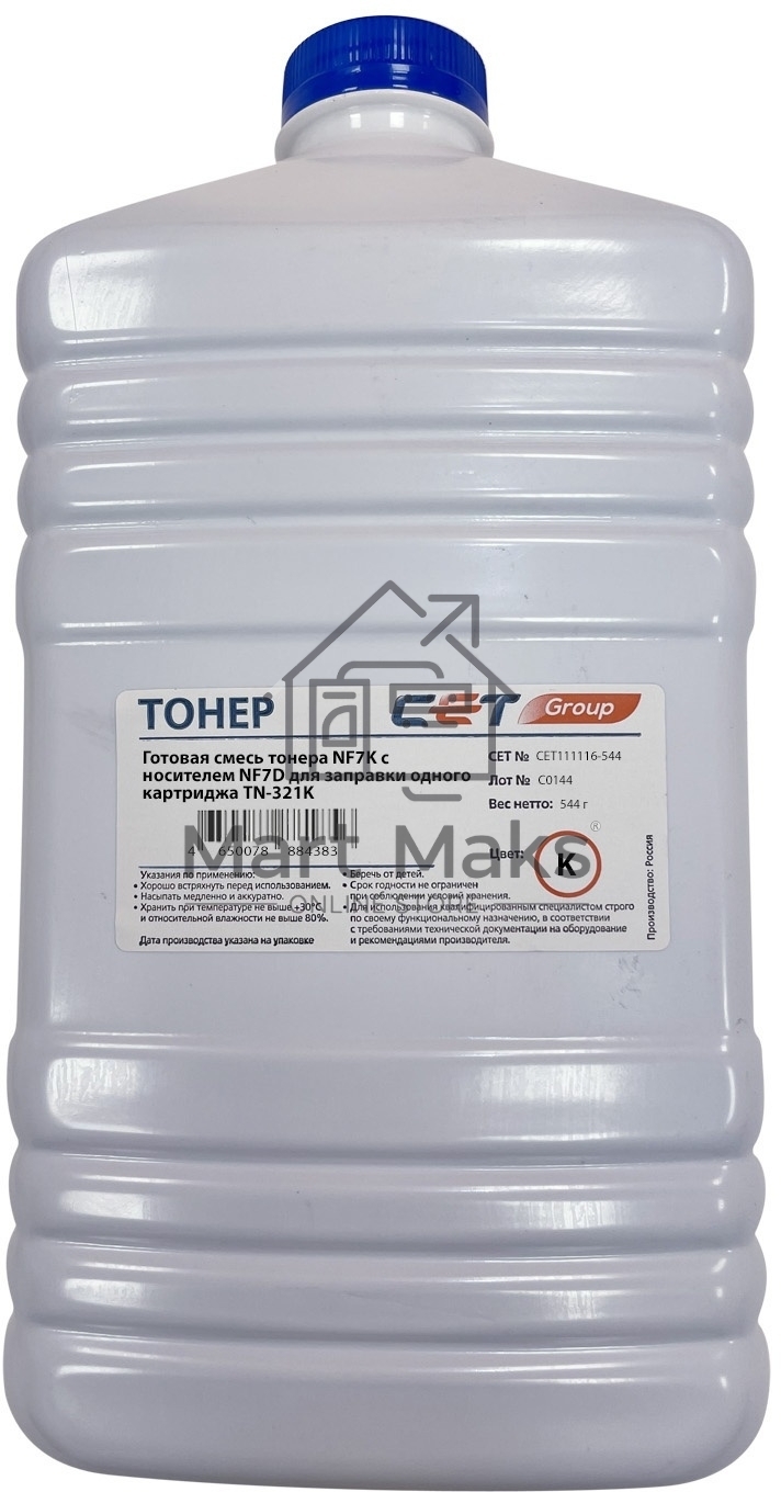 Тонер Cet NF7K+NF7D CET111116-544 черный бутылка 544гр. для принтера KONICA MINOLTA Bizhub 224e/C224/284/364