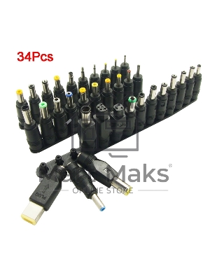 Набор из 34-х разъемов переходников для зарядки ноутбуков (34pcs/Set 5.5x2.1мм Multi-type Male Jack)