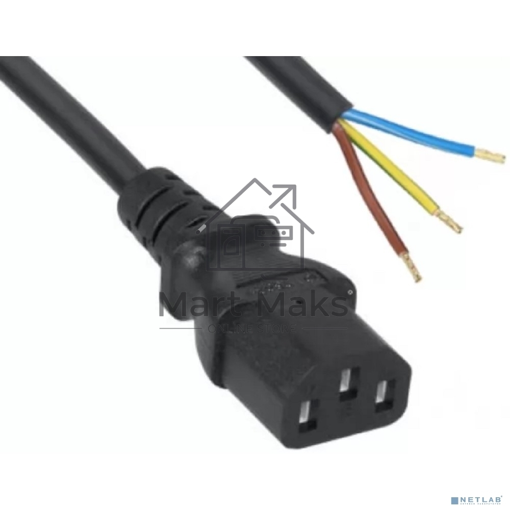 Кабель питания Filum FL-PC-C13-C2-1.8-BK ПВС-ВП 3x1.5 С13 - свободный конец, 220/250В, 10А, чёрный, 1.8м