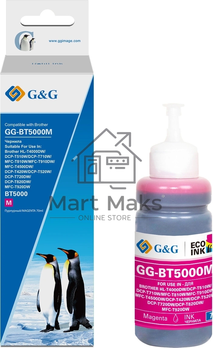 Чернила G&G GG-BT5000M пурпурный70мл для Brother HL-T4000DW/DCP-T510W/DCP-T710W/MFC-T81