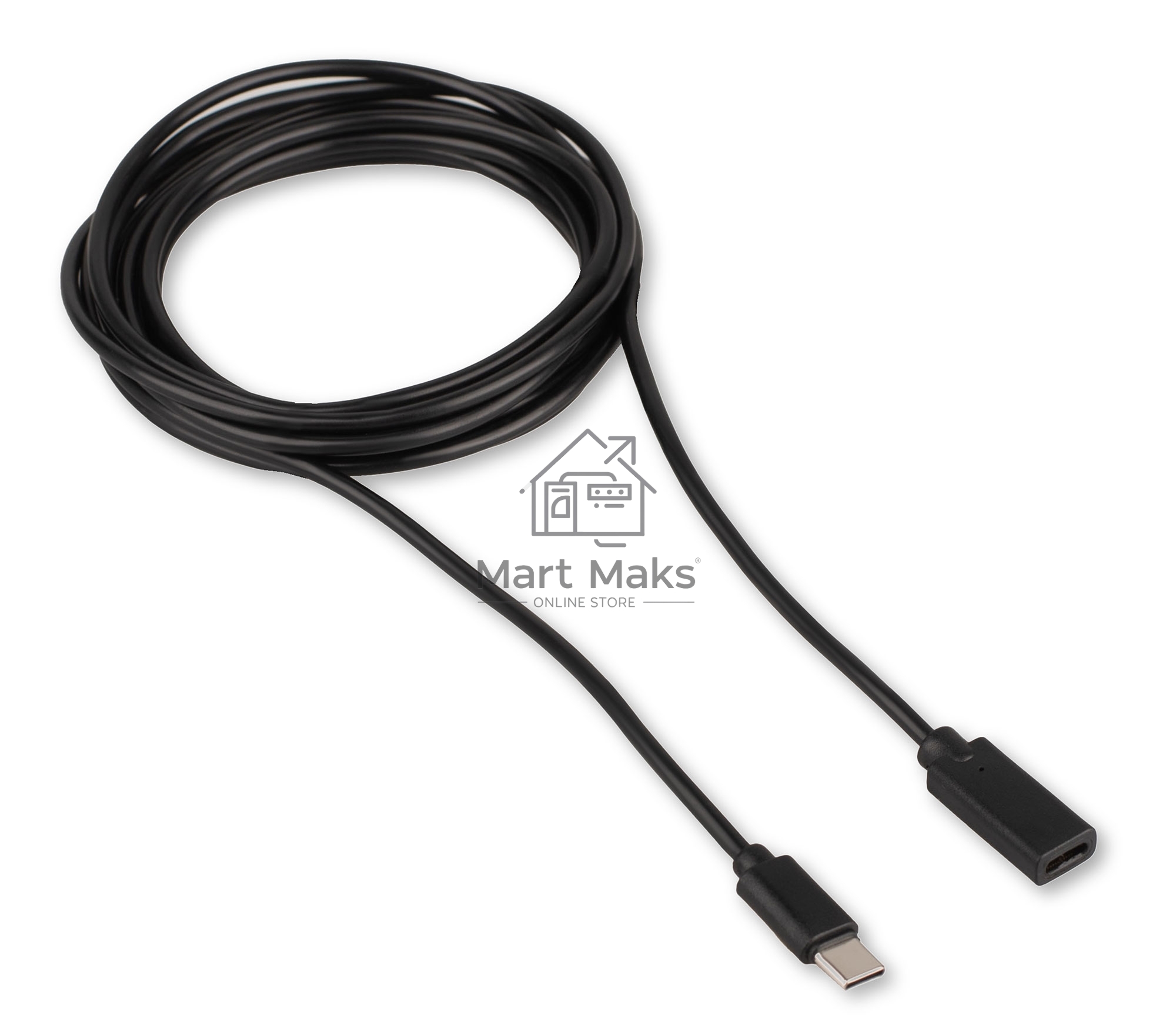 Кабель-удлинитель USB2.0 Cablexpert CCP-USB2-CMCF-3M, Type-C(М)/Type-C(F), 3А, 60Вт, PD/QC3.0, медь, Pro, 3м, черный, пакет