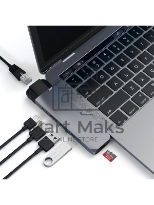 Хаб USB Satechi Aluminum Pro Hub with Ethernet для 2016/2017 MacBook Pro 13” и 15”. серый космос.