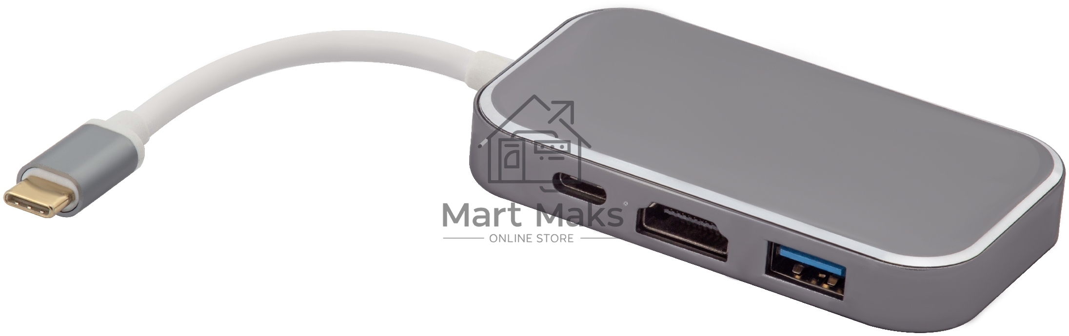 Адаптер-переходник Greenconnect Type C на HDMI+ USB3.0-разветвитель на 3 пота