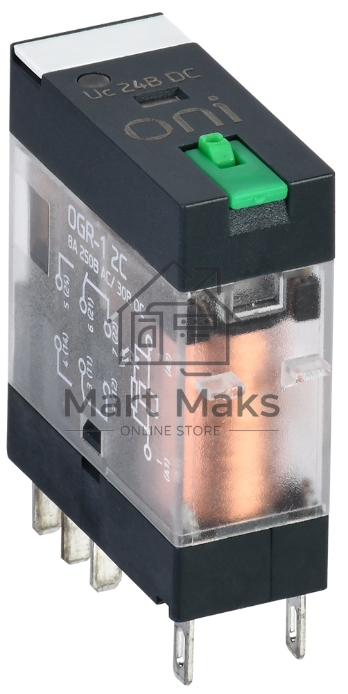 Реле общего назначения OGR-1 2C 24В DC с LED и тест. кнопкой ONI OGR-1-2C-DC24V-L-B