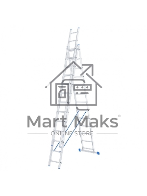 Лестница, 3 х 13 ступеней, алюминиевая, трехсекционная, Россия Сибртех